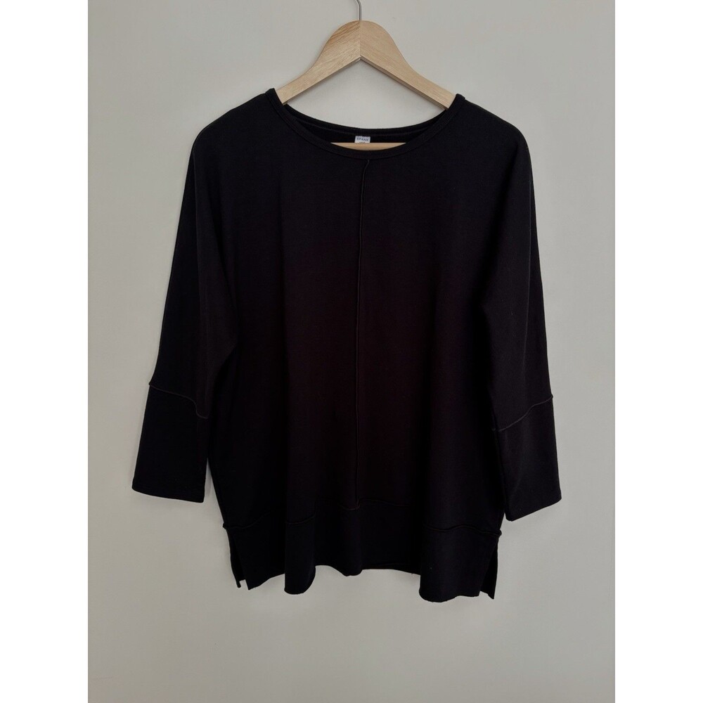 Spanx Shirt Womens L Black Dolman 3/4 Slv Perfect Length Tunic Top Stretch Comfy